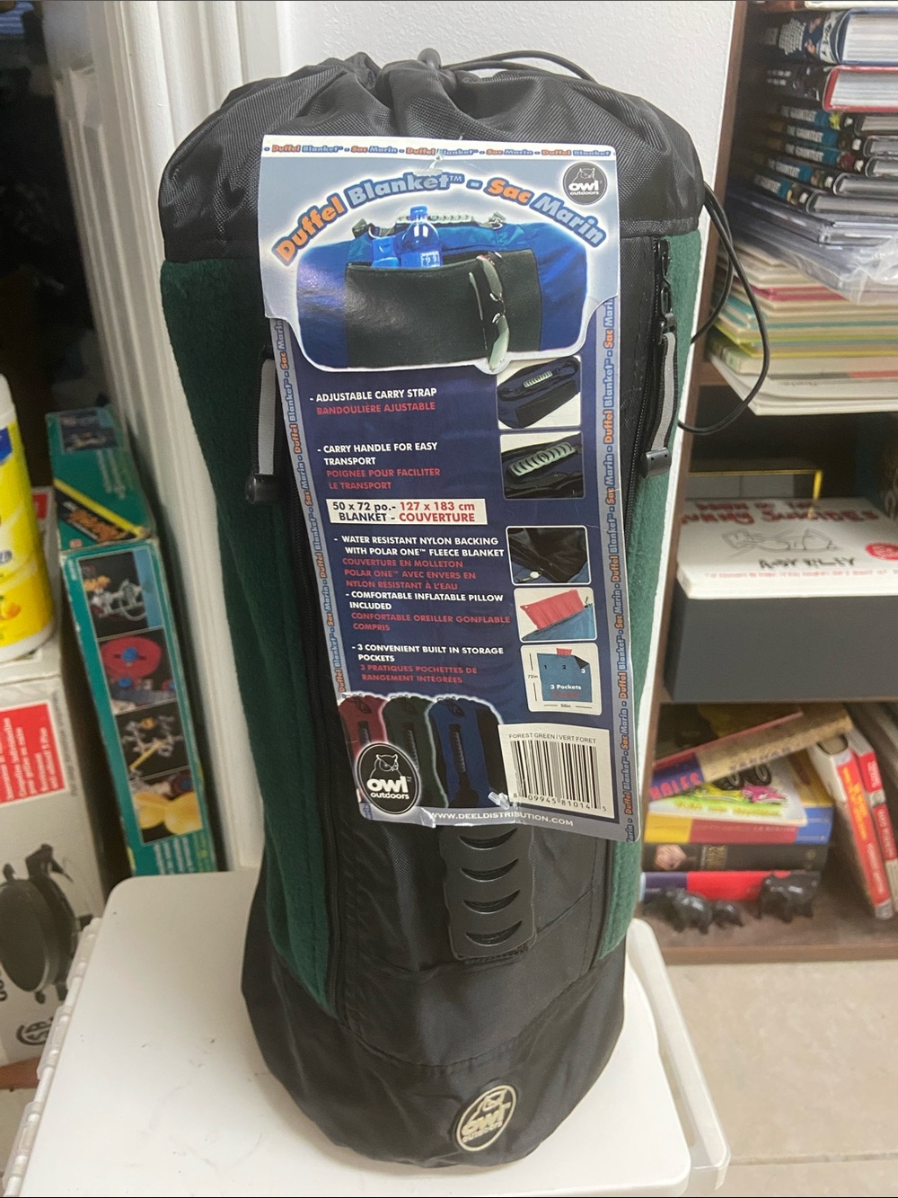 Green and Black Duffel Blanket Pack